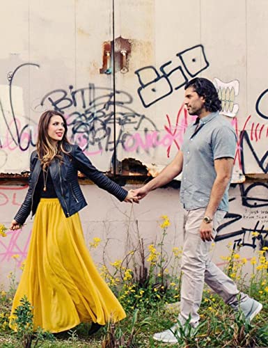 v28 Women Full/Ankle Length Elastic Pleated Retro Maxi Chiffon Long Skirt - color: Light Yellow, size: 5X-Large