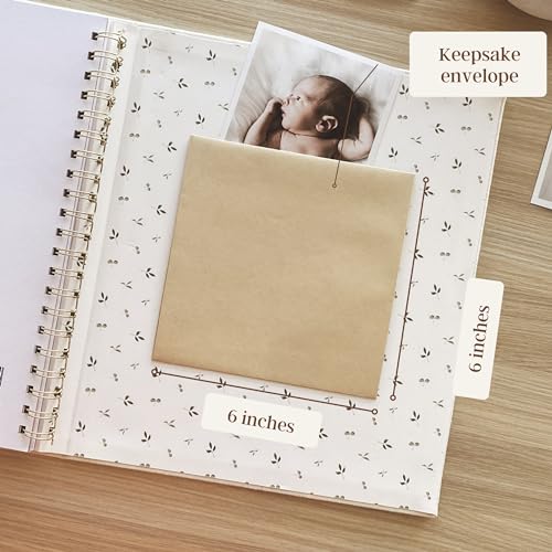 Peachly Baby Book for Girl - First Year Memory Book Keepsake - Clementine - color: Clementine