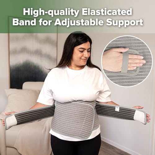 haakaa Postpartum Belly Band, Support Back & Abdomen, Help Natural Delivery & C Section Recovery,Natural Latex,One Size - color: Grey