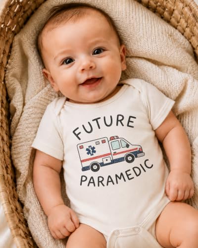Future Paramedic Ambulance Baby Reveal Bodysuit (0-3 Months, Natural)