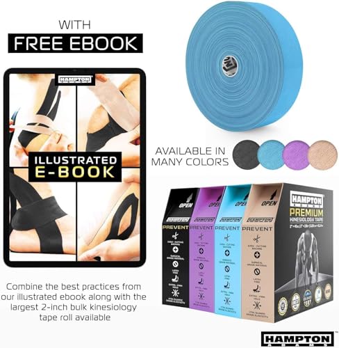 Hampton Adams Kinesiology Tape, Uncut Roll, Waterproof Muscle Support - color: White, size: 2in x 135ft (1 Roll)