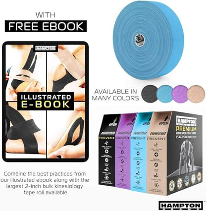 Hampton Adams Kinesiology Tape, Uncut Roll, Waterproof Muscle Support - color: White, size: 2in x 135ft (1 Roll)