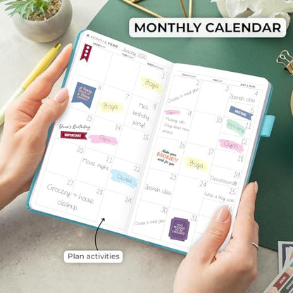 Clever Fox Pocket Planner, Mini Undated Weekly Calendar, Small Aquamarine - color: Aquamarine, size: Pocket size (3.7" x 6.7")
