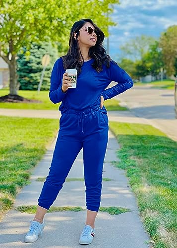 PRETTYGARDEN Travel Outfit Women 2 Piece Lounge Sets - color: Blue, size: 3X-Large