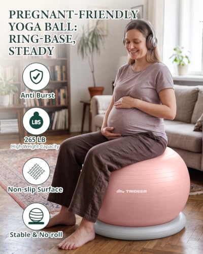 Trideer Exercise Ball Chair – Yoga Ball Chair for Office, Pregnancy & Home - color: Pink, size: L(23-26inches/58-65cm)