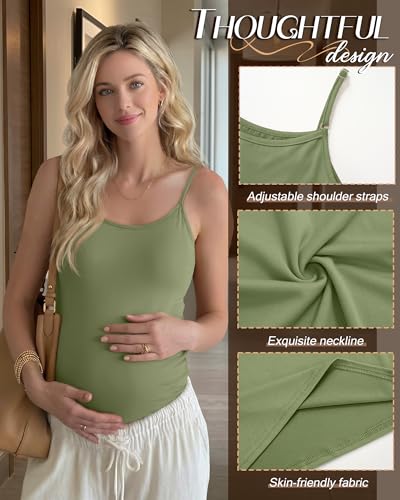 3 Pack Womens Maternity Nursing Camisoles - color: Yellow, Green, Cream, size: Medium