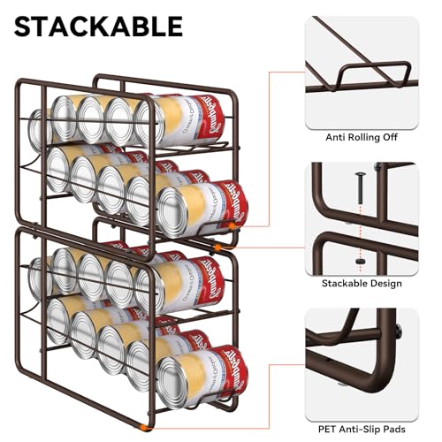 MOOACE 4 Pack Can Organizer for Pantry, Stackable Soda Can Dispenser Rack - color: Bronze