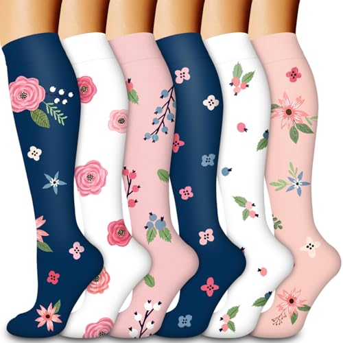 Laite Hebe Compression Socks for Women & Men Circulation(6 pairs)-Graduated Supports Socks for Running, Athletic Sports - color: 03-Assorted42, size: Large-X-Large