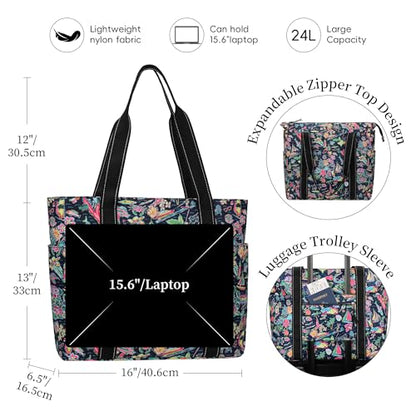 Tote Bag for Women with LaptopCompartment & Cup Holder - color: Bermuda Island
