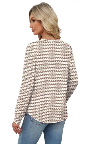 Alaroo Long Sleeve Shirts for Women V Neck Tops Pleated Tunic Print - color: Print 05, size: Medium