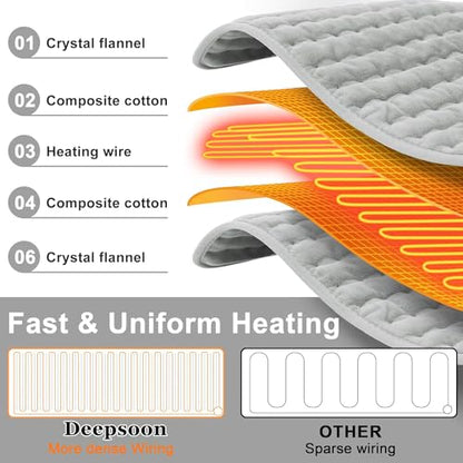 Heating Pad,Electric Heating Pads,Heating Pad for Back,Gray,33x17 Inch - color: Silvergray, size: 33x17 Inch