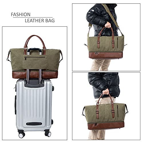 Weekender Overnight Bag Carry On Bag Travel Bag with Shoe Pouch - color: Green