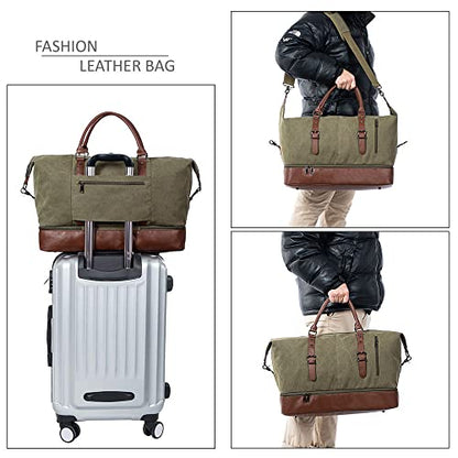 Weekender Overnight Bag Carry On Bag Travel Bag with Shoe Pouch - color: Green
