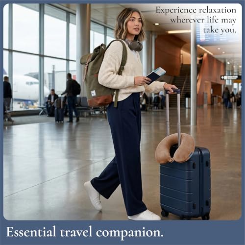 Brookstone Travel Neck Pillow Lightweight U-Shaped Memory Foam Pillow - color: Khaki