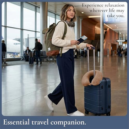 Brookstone Travel Neck Pillow Lightweight U-Shaped Memory Foam Pillow - color: Khaki