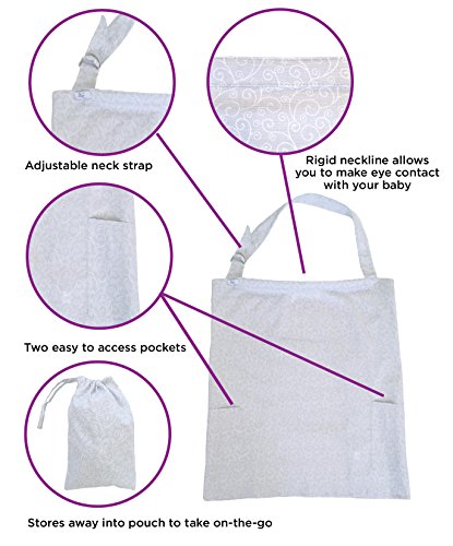Nursing Cover Up Scarves for Breastfeeding Privacy Multi Use Infinity - color: Grey Swirls