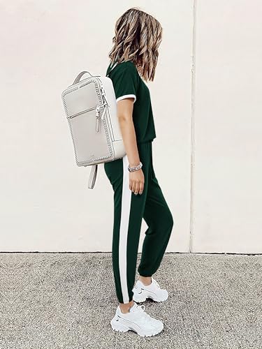 MASCOMODA Womens 2 Piece Outfits Summer Matching Lounge Sets Jogger Set - color: Dark Green, size: Large