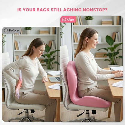Ergonomic Seat Cushion for Office Chairs Lumbar Support Pillow, Pink - color: Pink