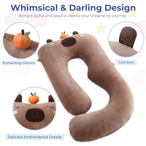 Sasttie Velvet Pregnancy Pillow Cover, U-Shaped, Brown - color: Brown