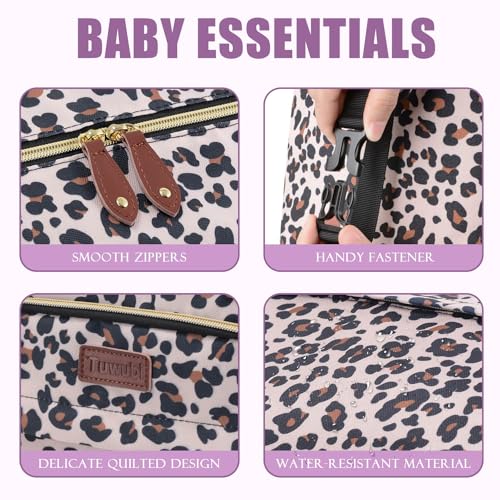 Tuwubi Diaper Bag Tote,Baby Diaper Bag with Pacifier Case - color: Leopard Print, size: Large