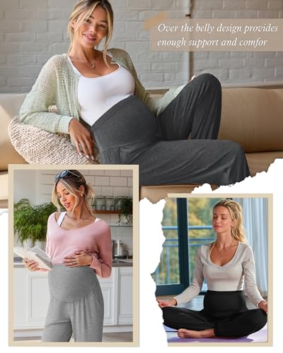 3 Pack Women's Maternity Jogger Pregnancy Sweatpants - color: Light Gray,dark Gray,black, size: Small