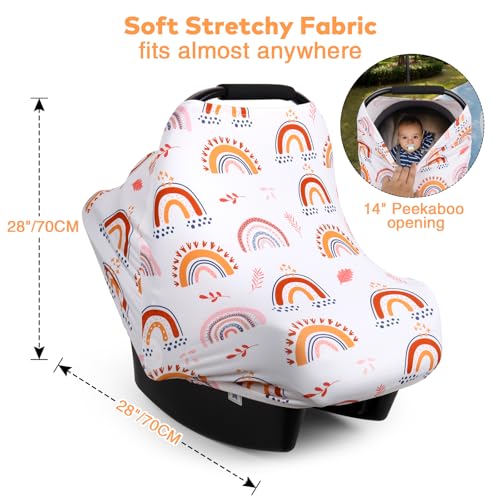 Rquite 4-in-1 Baby Car Seat Canopy, Stretchy Nursing Breastfeeding Cover - color: Rainbow