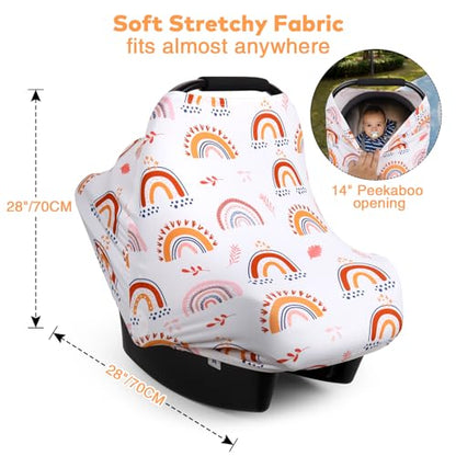 Rquite 4-in-1 Baby Car Seat Canopy, Stretchy Nursing Breastfeeding Cover - color: Rainbow