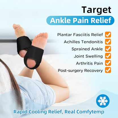 Comfytemp Ankle Ice Pack Wrap for Sprained Ankles, Plantar Fasciitis, 2pcs - color: Black, size: Standard