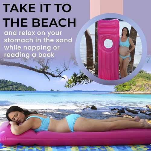Inflatable Pregnancy Pool Float with Belly Hole – Full-Body Maternity Airbed for Ultimate Comfort – Pink Pregnancy Float for Relaxing Summer – Perfect Support for Baby Bump While Lounging or Swimming