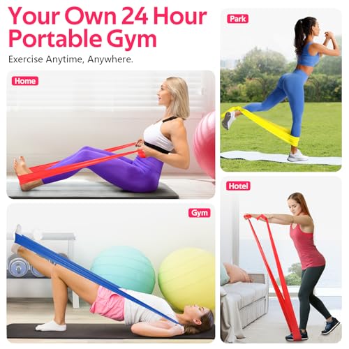 Resistance Bands Set, Exercise Bands for Physical Therapy, Pilates, Yoga - color: 1-Yellow,Red,Blue, size: 13FT