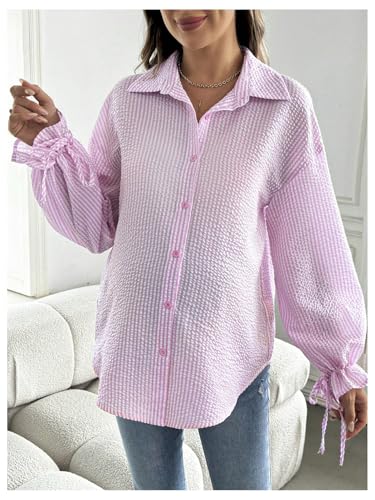 MakeMeChic Women's Maternity Blouse Fall Clothes Business Casual Shirts - color: Light Pink, size: Small