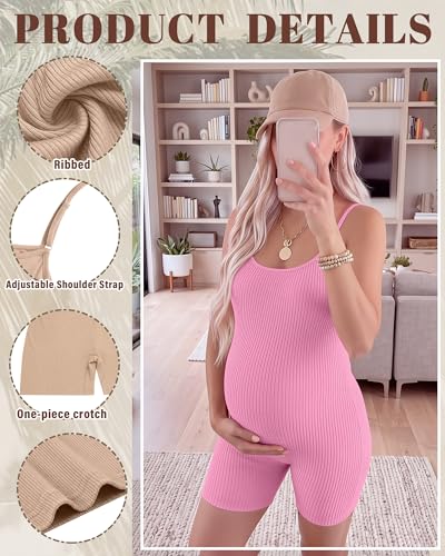 3 Pack Maternity Jumpsuits - color: Pink, Khaki, Black, size: Small