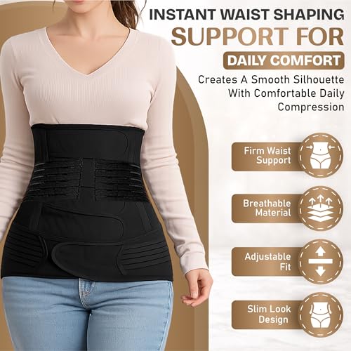 2 in 1 Postpartum Belly Band, C Section Recovery Wrap. Adbominal binder for postpartum lightweight adjustable after birth(Large) - size: Large