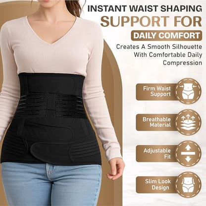 2 in 1 Postpartum Belly Band, C Section Recovery Wrap. Adbominal binder for postpartum lightweight adjustable after birth(Large) - size: Large