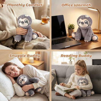 Coolable & Microwavable Weighted Sloth Stuffed Animal, Sitting Heat Plush - style: Sloth