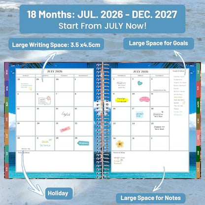CAGIE Planner 2026-2027 Weekly and Monthly,18 Month (Jul. 26-Dec. 27) - color: Blue