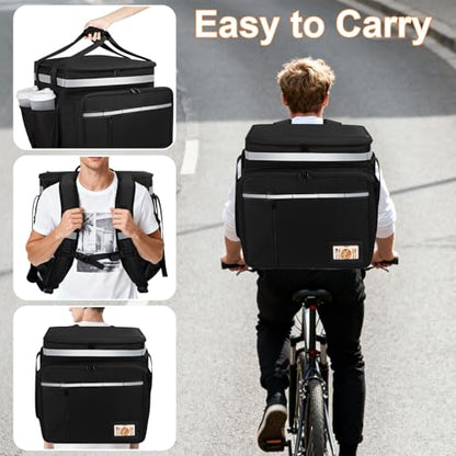 Food Delivery Backpack, Expandable Delivery Backpack Pizza Bag, XL - color: Black, size: XL