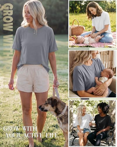 3 Pack Women's Oversized Nursing Tops - color: Gray, White, Black, size: Small