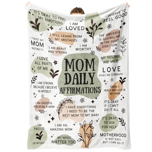 BaubleDazz New Mom Gifts Blanket, Mom Daily Affirmations(80" x 60") - color: Green, size: 60*80IN