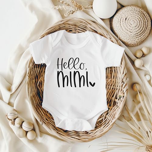Hello Mimi Pregnancy Announcement Infant Bodysuit Gift for Grandma - color: White