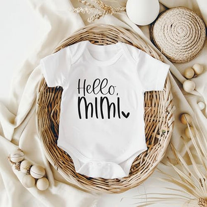 Hello Mimi Pregnancy Announcement Infant Bodysuit Gift for Grandma - color: White