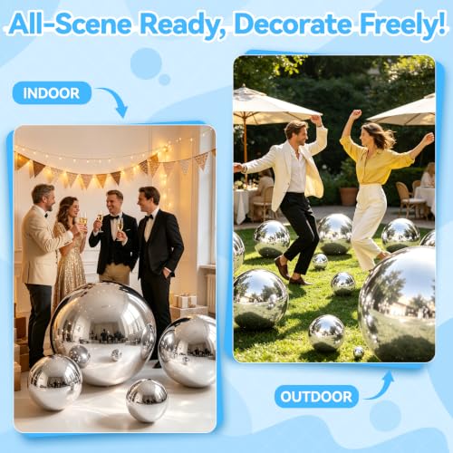 Silver Inflatable Mirror Ball 31.5", Reusable Reflective Ball 1PCS - color: Silver, size: 31.5 Inch/0.8 M + NO Pump