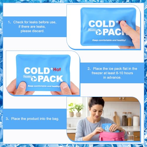 4 Pack Reusable Soft Ice Packs for Coolers Lunch Boxes Slim Ice Packs Bulk Flexible Gel Freezers for Cooler Bags Backpacks Cooling Beach Camping Office