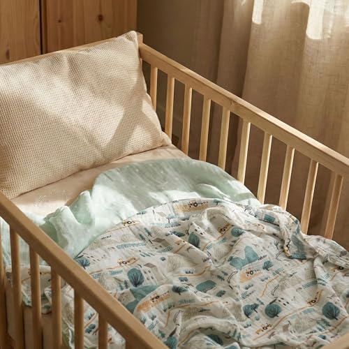 Muslin Swaddle Blankets for Newborn, Cotton Receiving Blanket - color: Light Blue Farm Country