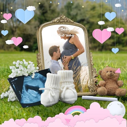 Pregnancy Announcement Mirror Set Newborn Shoes Flower Bear Pen