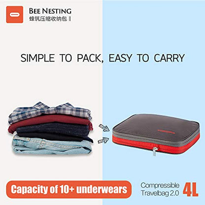 Bee Nesting Compression Packing Cube 4L Waterproof Travel Organizer - color: Blue Red, size: 4 L