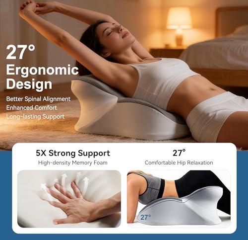 Ergonomic Memory Foam Wedge Pillow, 27° Bed Support, Gray
