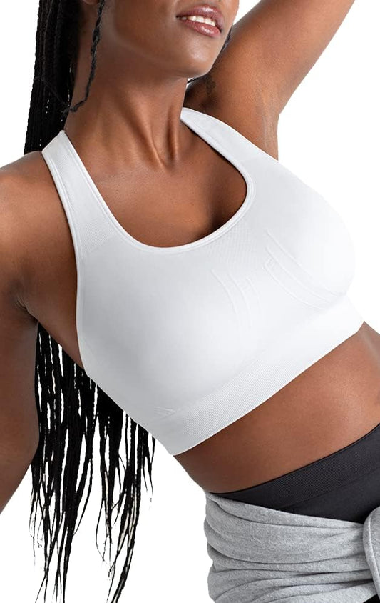 SHAPERMINT Sports Bras for Women, Racerback Workout Bra, Medium Support - color: White, size: Medium