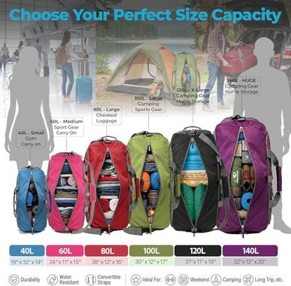 Bago Travel Duffle Bag for Women & Men. Extra Large Foldable Duffel Bags - color: Green, size: 120L
