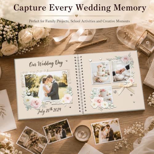 10x10 Inch DIY Scrapbook Album 40 Pages (20 Sheets), Hardcover Kraft Paper - color: Cream, size: 20 Sheets/40 Pages